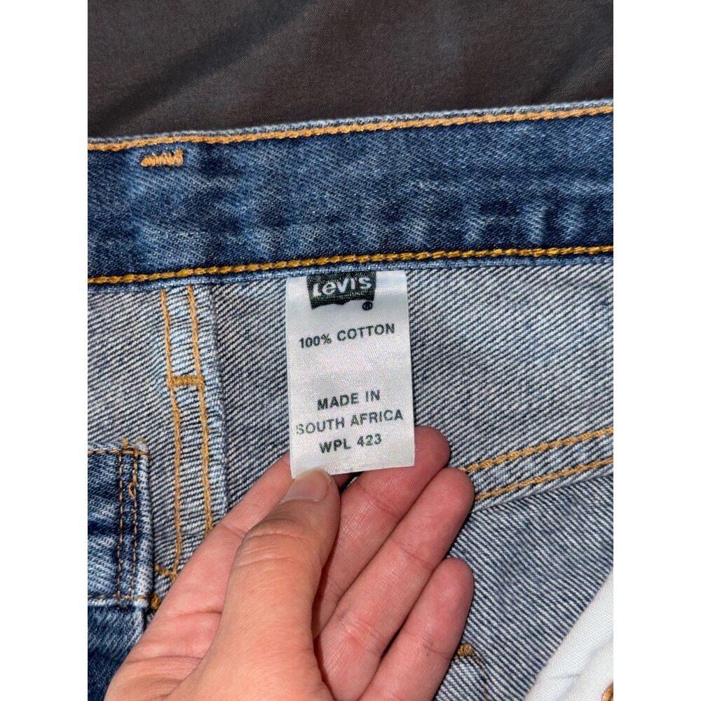 Vintage Levi's 501xx Mens W33 100% Cotton Dark Wash Button Fly Jeans (Hemmed) - Picture 8 of 11
